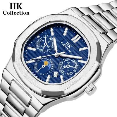 IIK Blue Quartz Men's Watch with Calendar & Waterproof