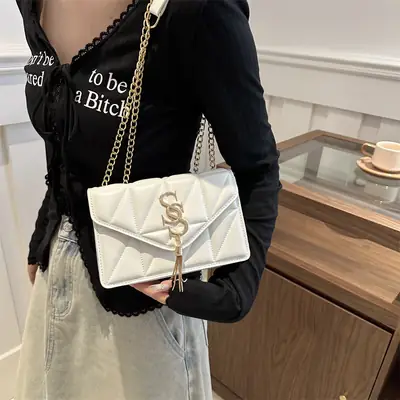 White Chain Crossbody Bag Women 2024