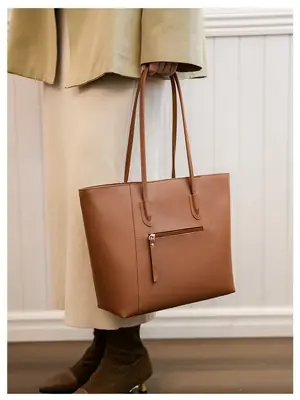 Women Large Capacity Red Leather Tote Bag
