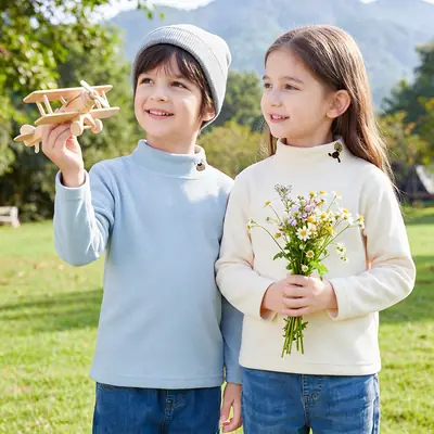Baby Fleece Base Shirt Half High Collar Boys Autumn Winter Top