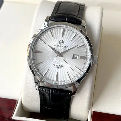 Men's Stainless Steel Quartz Watch with Calendar & Waterproof Design