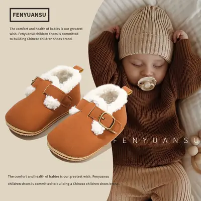 Winter baby shoes boys 01-2 years old girl baby cotton shoes soft bottom toddler toddler shoes fleece-lined warm