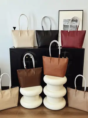 Women Brown Leather Shoulder Tote Bag Large Capacity