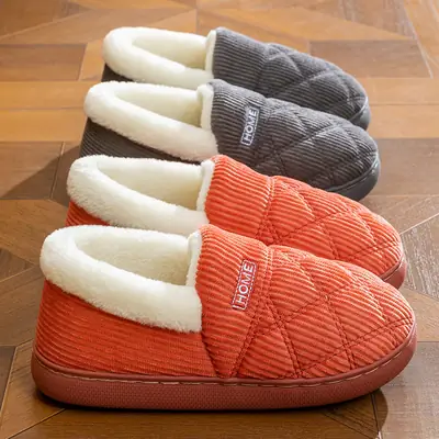 Cotton Winter Slippers Women Pink Warm Couple's Winter Bag-heel