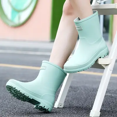 Women's Green Fleece Rain Boots 19.5cm