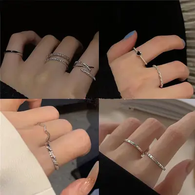 Korean Style Light Luxury Cold Open Adjustable Finger Ring