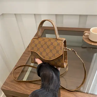 Women's Retro Crossbody Bag Brown GG Pattern 2024