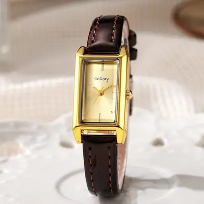 Cross-border Wholesale Explosions Golden Rectangular Women's Watch Women's Korean Style Student High-value Women's Belt Watch