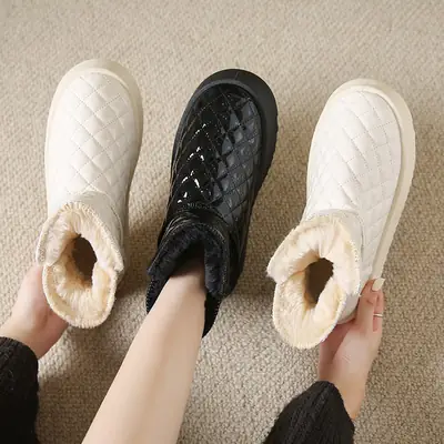 Women's Fleece Lined Snow Boots White Waterproof Non-Slip
