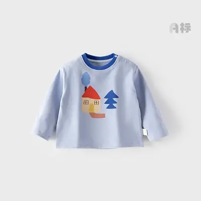Baby Long Sleeve T-Shirt Cream with Cartoon Print