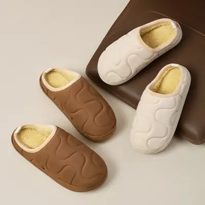 Women's Pink Fleece Lined Slip-On Winter Slippers