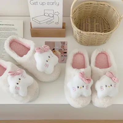 Cartoon Cat Slippers Warm Comfortable Autumn Winter Bathroom Non-slip