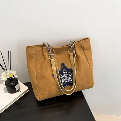 Women Star New Deerskin Fleece Shoulder Tote Bag