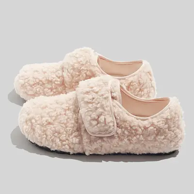 Fleece Lined Women Winter Warm Slippers Cream