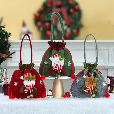Hot Skin Embossed Cross Border Christmas Candy Bag 14x10cm