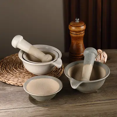 Japanese Ceramic Rice Paste Bowl with Grinding Stick
