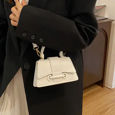 White Textured Mini Handbag for Women