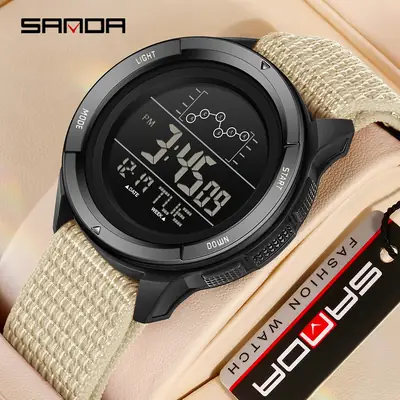 Sanda Digital Watch Green Silicone Waterproof Sports Wear