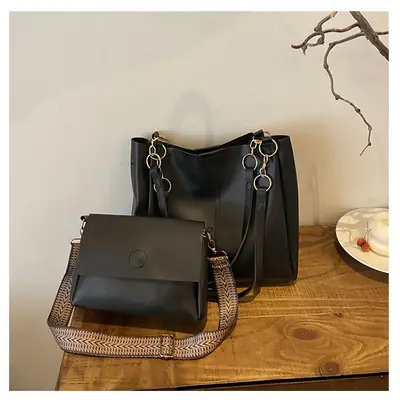 Women's Large Capacity Shoulder Bag Brown White New Style