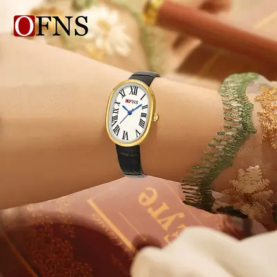 Women's Leather Strap Roman Numeral Quartz Watch