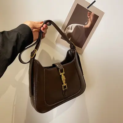 Black French Underarm Crossbody Bag for Women