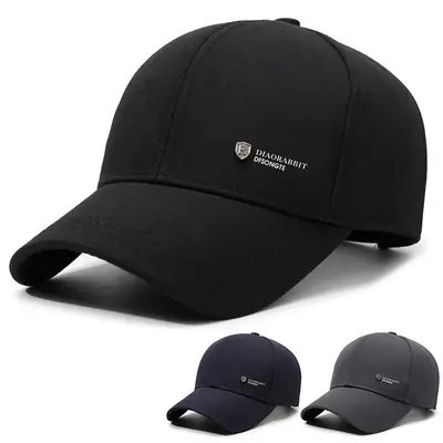 Black Fleece Lined Baseball Cap for Men