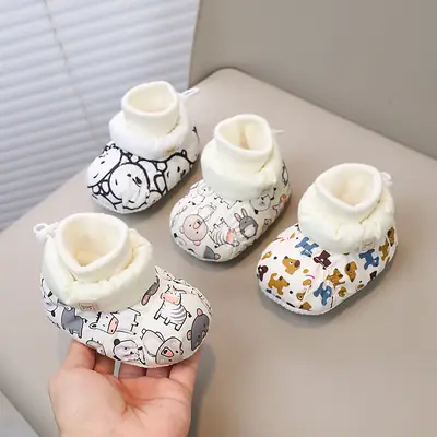 Baby shoes winter cotton shoes fleece-lined thick soft bottom warm 3-6-12 baby windproof waterproof anti-drop toddler shoes