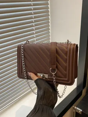 Quilted Chain Crossbody Bag Tan 2025 Women