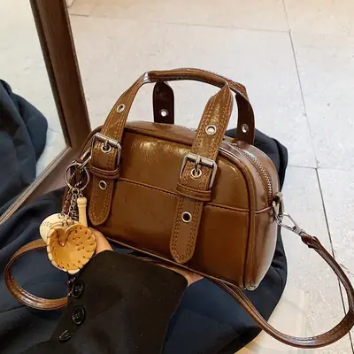 Brown Leather Shoulder Crossbody Bag for Women