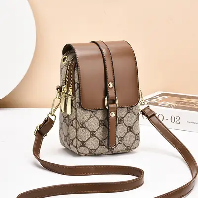 Women's 2025 K-Style Crossbody Phone Bag Brown