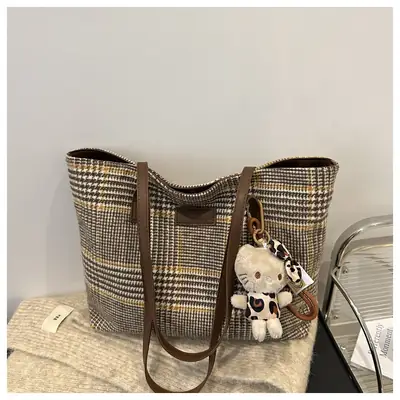 Korean Style Plaid Shoulder Bag for Women