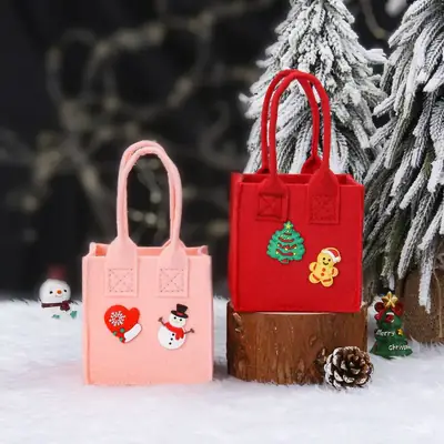 Felt Christmas Eve Apple Bag for Kids Candy Gift