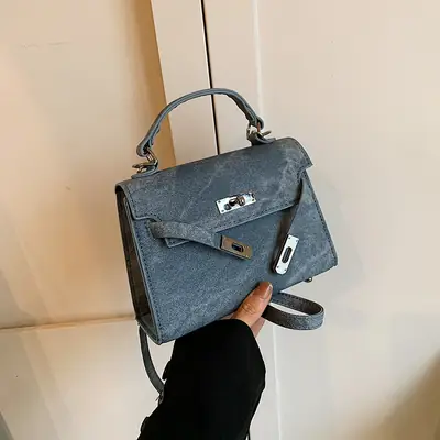 Women's Grey Velvet Shoulder Bag 2024 New Style