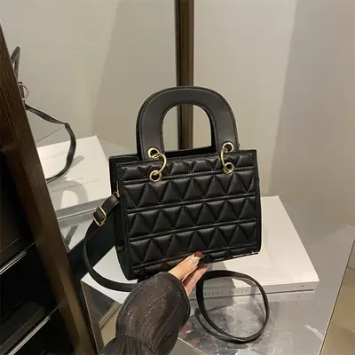 Black Rhombic Shoulder Crossbody Bag for Women 2024
