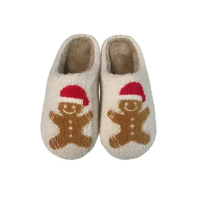 2024 Winter Cross-border Gingerbread Man Wool Slippers Women