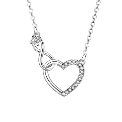 Love Zircon Clavicle Necklace with Heart Design