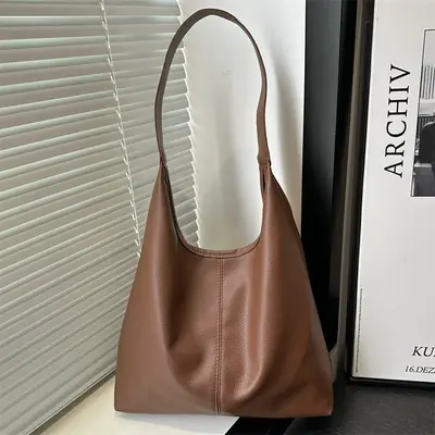 Women's Retro Bucket Shoulder Bag Brown 2024 Winter