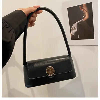 French Retro Brown Shoulder Bag for Women