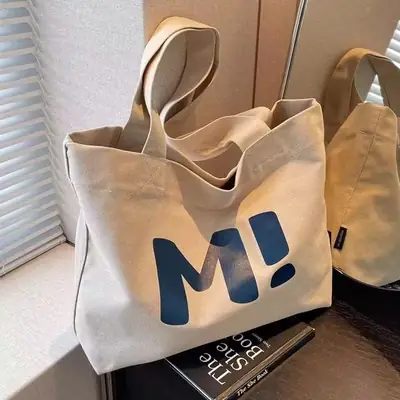 Women Canvas Large Tote Bag M! Logo 2024