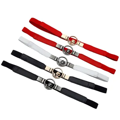 Red Rose Buckle Elastic Waist Belt for Women