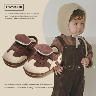 Autumn and winter new baby toddler shoes cotton shoes 6-12 months old baby shoes soft bottom baby warm fleece-lined