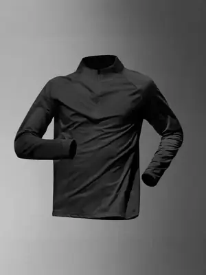 Men Black Long Sleeve Running T-Shirt Solid Color
