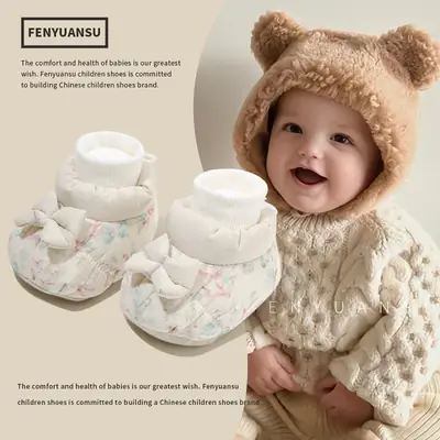 winter newborn baby shoes socks baby shoes June-December newborn shoes cotton shoes warm fleece-lined soft bottom