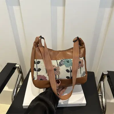 Women's Printed PU Shoulder Bag Large Capacity 2024