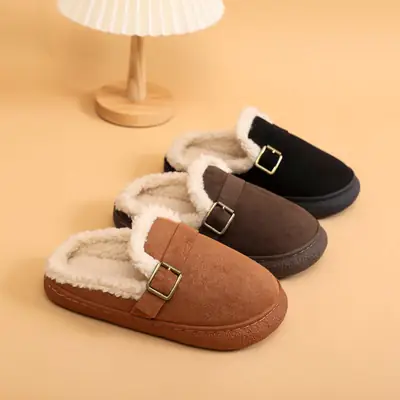 Women's Warm Brown Soft Slip-On Boots Round Toe