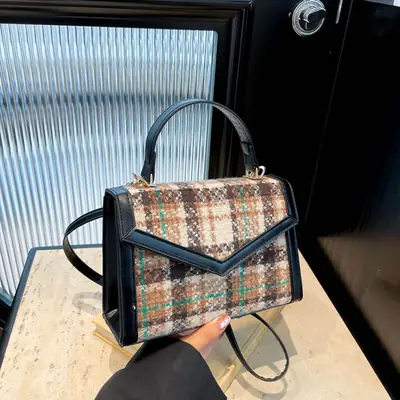 Small Square Plaid Crossbody Bag for Women 2024