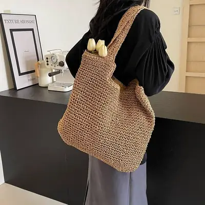 Women Straw Tote Bag Large Capacity Beach Travel