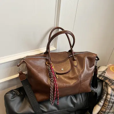 Black Korean Style Retro Tote Bag for Women