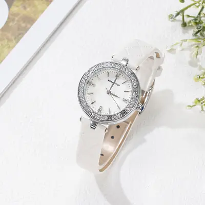 Fritillaria Diamond Watch for Women White Belt Waterproof