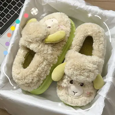 Cute Mao Mao Soft Cotton Slippers for Women Winter